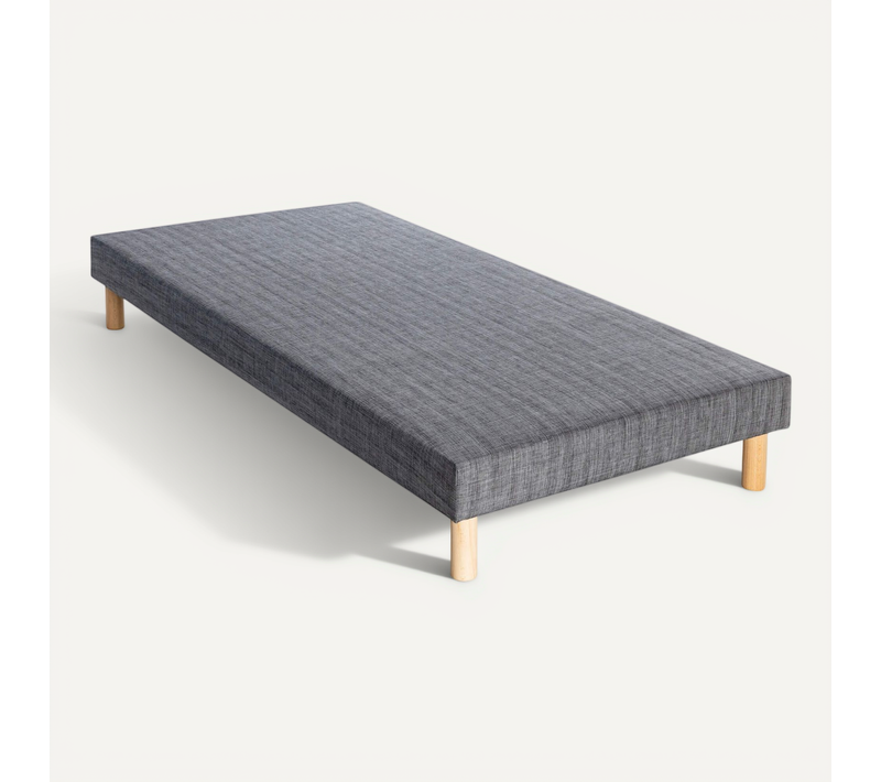 Sommier Déco Tapissier Recouvert 13cm Gris 2x100x200
