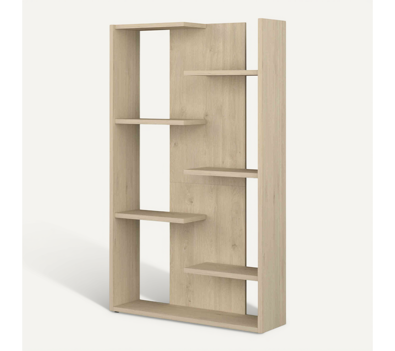 Bibliothèque 7 étagères 7 Cases Bois Clair
