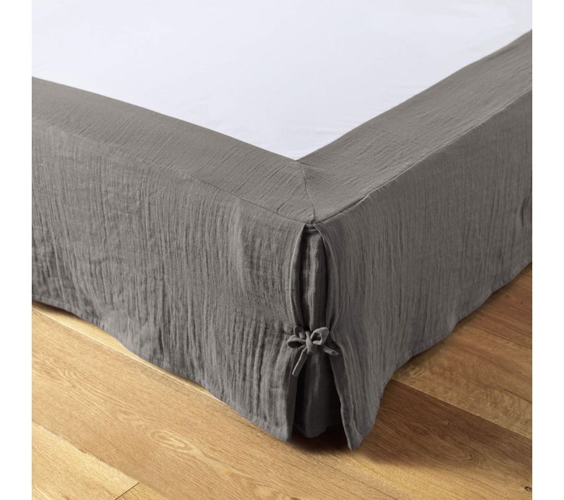 Cache Sommier Double Gaze De Coton Gris Anthracite 140x190 Cm