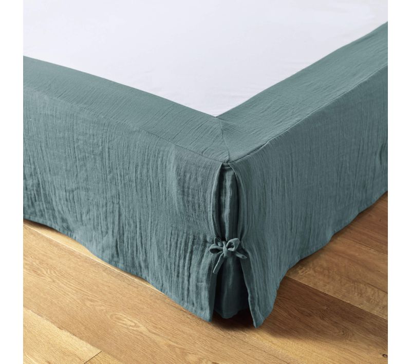 Cache Sommier Double Gaze De Coton Bleu Canard 140x190 Cm