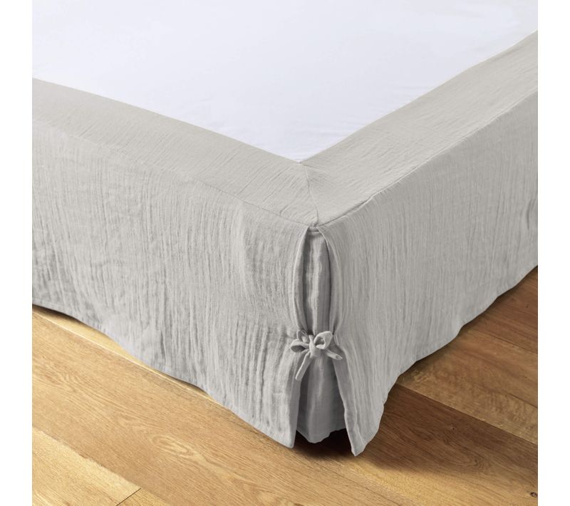 Cache Sommier Double Gaze De Coton Gris 180x200 Cm