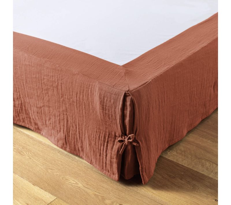 Cache Sommier Double Gaze De Coton Terracotta 140x190 Cm
