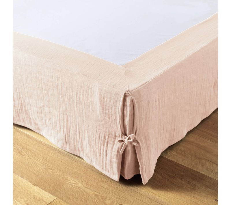 Cache Sommier Double Gaze De Coton Rose 160x200 Cm