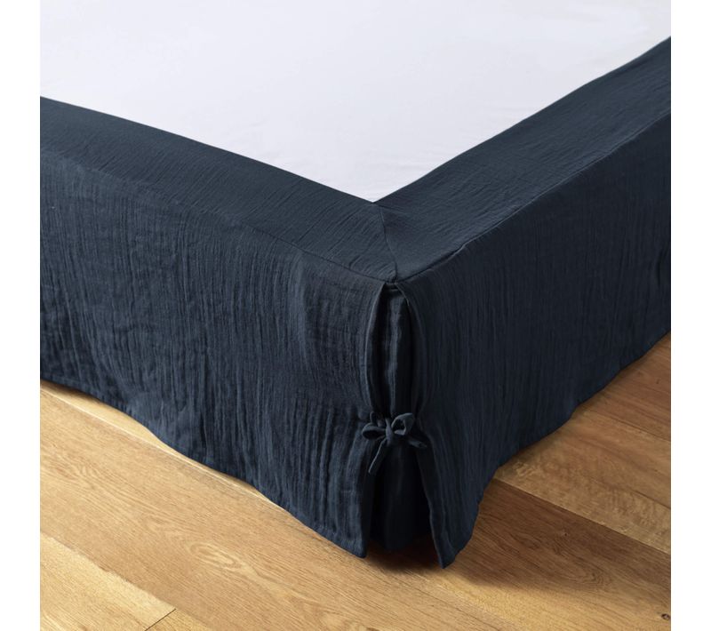 Cache Sommier Double Gaze De Coton Marine 140x190 Cm
