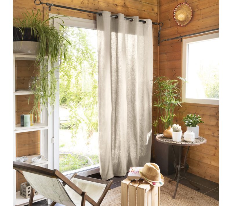 Rideau Tamisant À Oeillets Beige 140x260