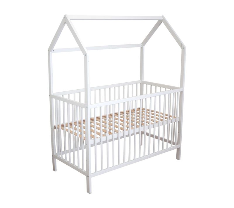 Lit Cabane Évolutif En Bois Massif Blanc 60x120