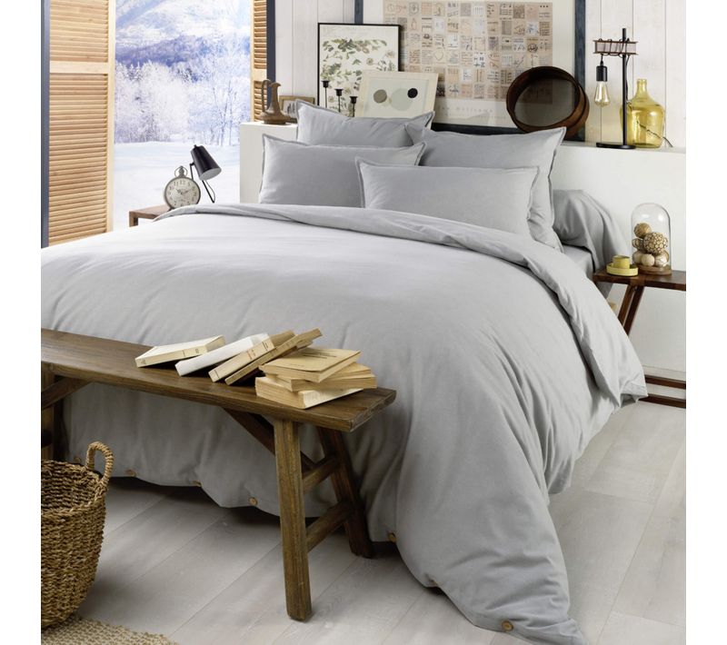 Housse De Couette Flanelle Gris 260x240