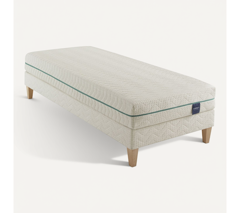 Ensemble Matelas Naturel Latex Naturel, Sommier Et Pieds Aube 700 Soutien Ferme 90 X 190