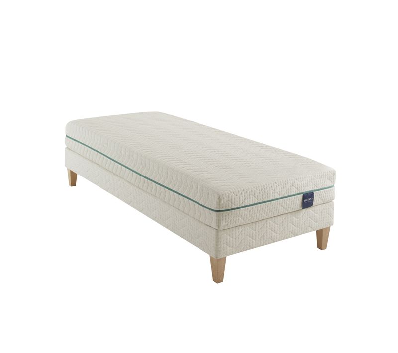 Ensemble Matelas Naturel Latex Naturel, Sommier Et Pieds Aube 700 Soutien Ferme 120 X 190