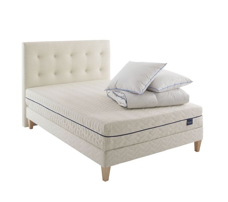 Ensemble Matelas Naturel Ressorts Et Latex Naturel, Sommier, Pieds, Tête De Lit, Couette Et Oreiller