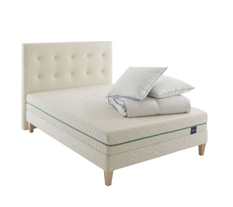 Ensemble Matelas Naturel Latex Naturel, Sommier, Pieds, Couette, Oreiller Aube 700 140 X 190