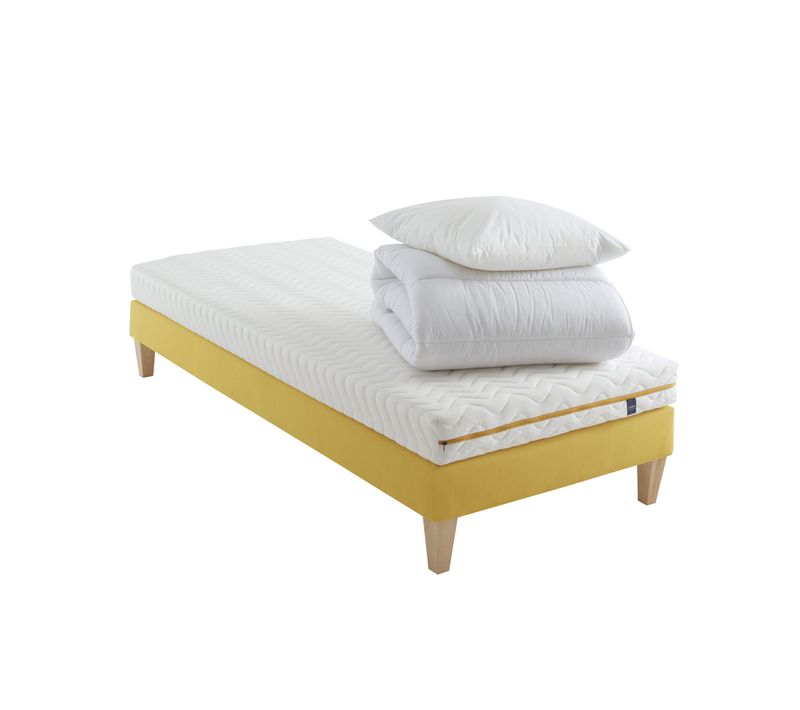 Ensemble Matelas Mousse, Sommier, Pieds, Couette Et Oreiller Aurore 200 Soutien Ferme 120 X 190