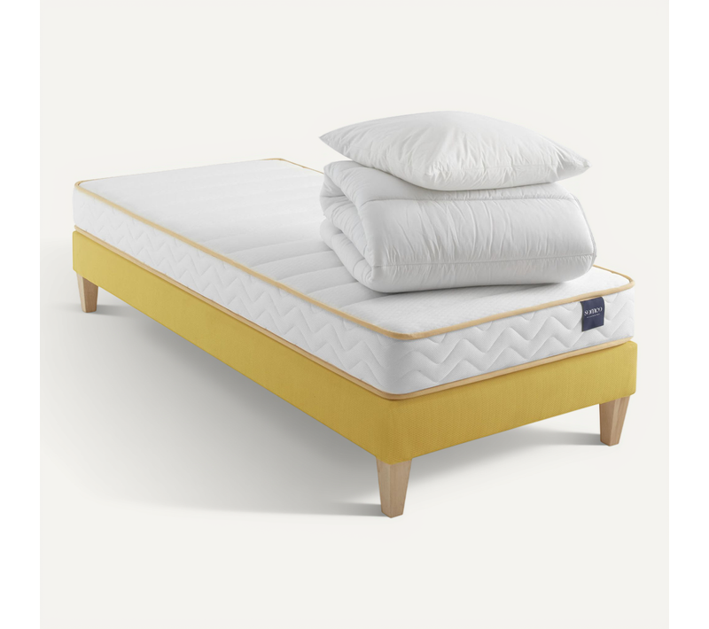 Ensemble Matelas Mousse, Sommier, Pieds, Couette Et Oreiller Aurore 300 Soutien Ferme 70 X 190