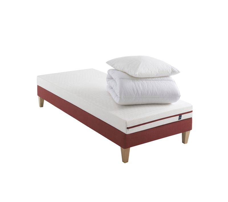 Ensemble Matelas Latex, Sommier, Pieds, Couette Et Oreiller Crépuscule 200 Soutien Ferme 90 X 200