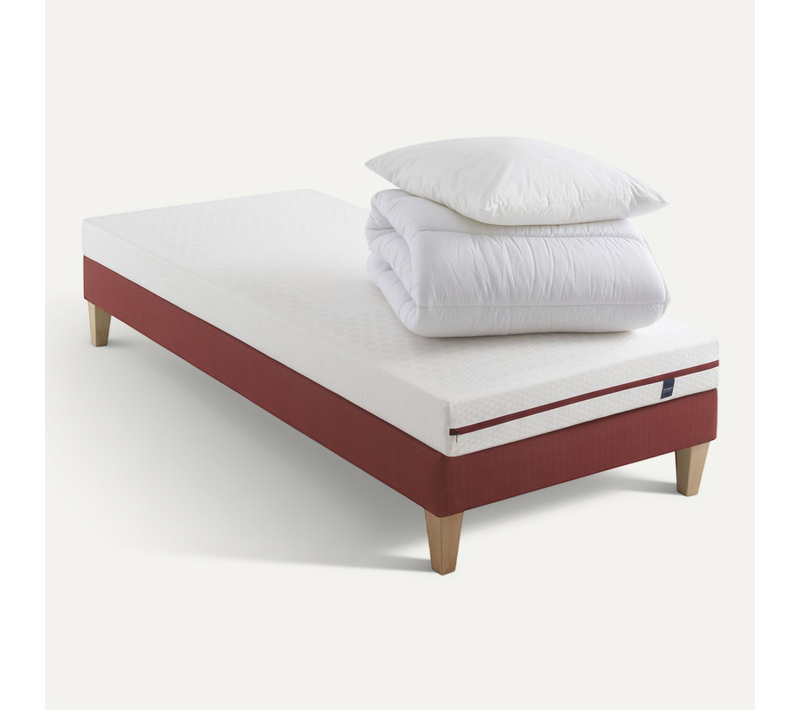 Ensemble Matelas Latex, Sommier, Pieds, Couette Et Oreiller Crépuscule 200 Soutien Ferme 110 X 190