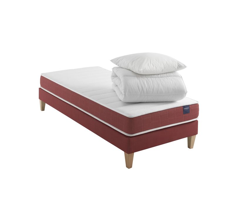 Ensemble Matelas Mousse Accueil Latex, Sommier, Pieds, Couette, Oreiller Crépuscule 400 100 X 200