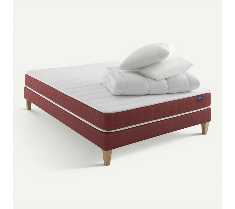 Ensemble Matelas Mousse Accueil Latex, Sommier, Pieds, Couette, Oreiller Crépuscule 400 180 X 200