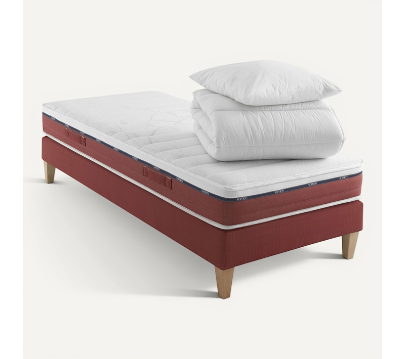 Ensemble Matelas Latex, Sommier, Pieds, Couette, Oreiller Crépuscule 600 Soutien Mi-ferme 100 X 200