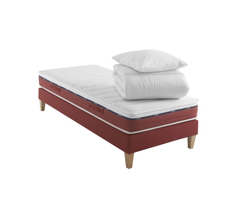 Ensemble Matelas Latex, Sommier, Pieds, Couette, Oreiller Crépuscule 600 Soutien Mi-ferme 100 X 210