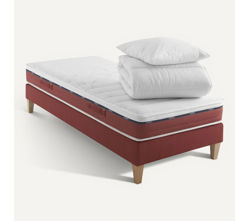Ensemble Matelas Latex, Sommier, Pieds, Couette, Oreiller Crépuscule 600 Soutien Mi-ferme 110 X 200
