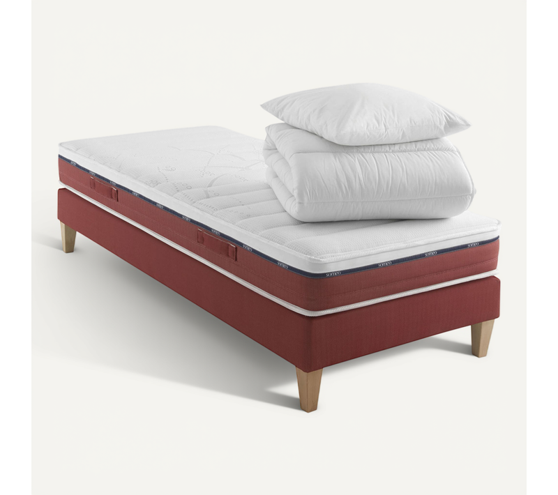 Ensemble Matelas Latex, Sommier, Pieds, Couette, Oreiller Crépuscule 600 Soutien Mi-ferme 120 X 190