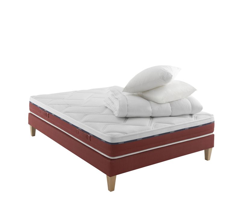 Ensemble Matelas Latex, Sommier, Pieds, Couette, Oreiller Crépuscule 600 Soutien Mi-ferme 160 X 210
