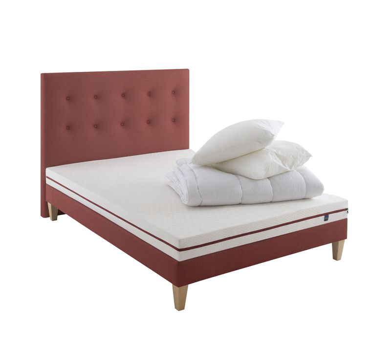 Ensemble Matelas Latex, Sommier, Pieds, Couette Et Oreiller Crépuscule 200 Soutien Ferme 140 X 190