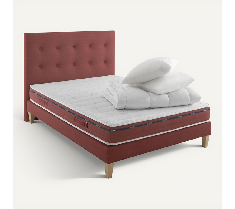 Ensemble Matelas Latex, Sommier, Pieds, Couette Et Oreiller Crépuscule 500 Soutien Ferme 180 X 200