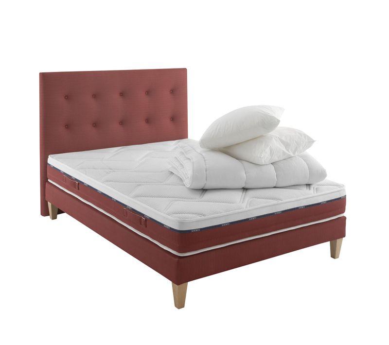 Ensemble Matelas Latex, Sommier, Pieds, Couette, Oreiller Crépuscule 600 Soutien Mi-ferme 140 X 210