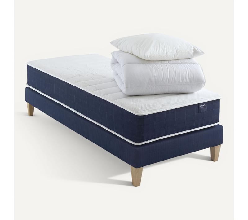 Ensemble Matelas Ressorts, Sommier, Pieds, Couette Et Oreiller Rêve 400 Soutien Très Ferme 80 X 200