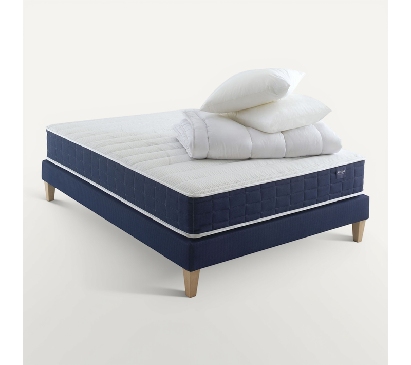 Ensemble Matelas Ressorts, Sommier, Pieds, Couette Et Oreiller Rêve 400 Soutien Très Ferme 140 X 190
