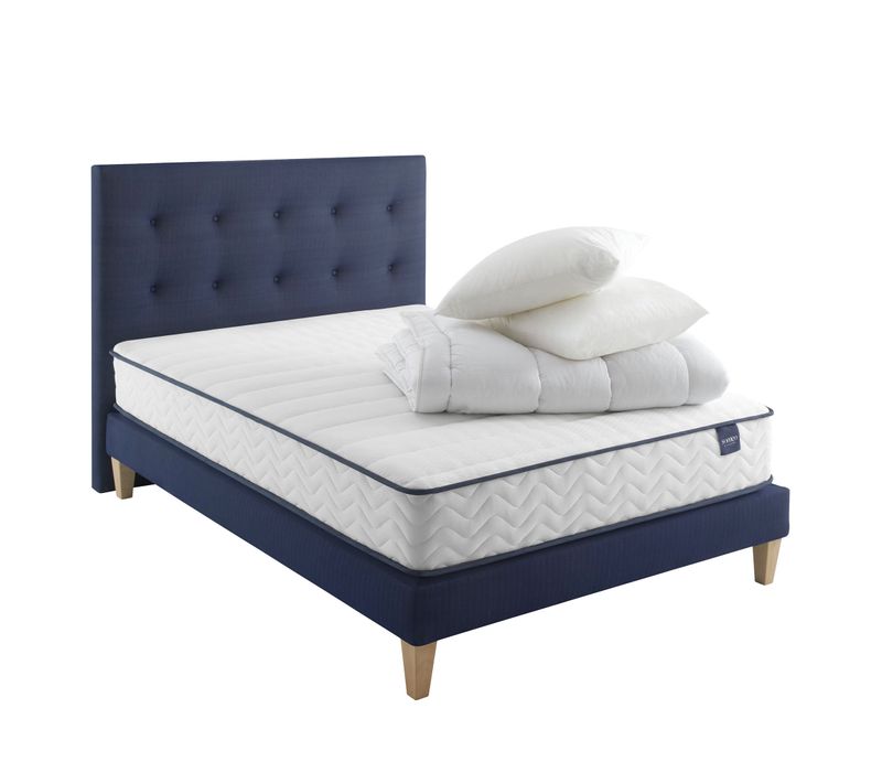 Ensemble Matelas Ressorts, Sommier, Pieds, Couette Et Oreiller Rêve 300 Soutien Très Ferme 160 X 200