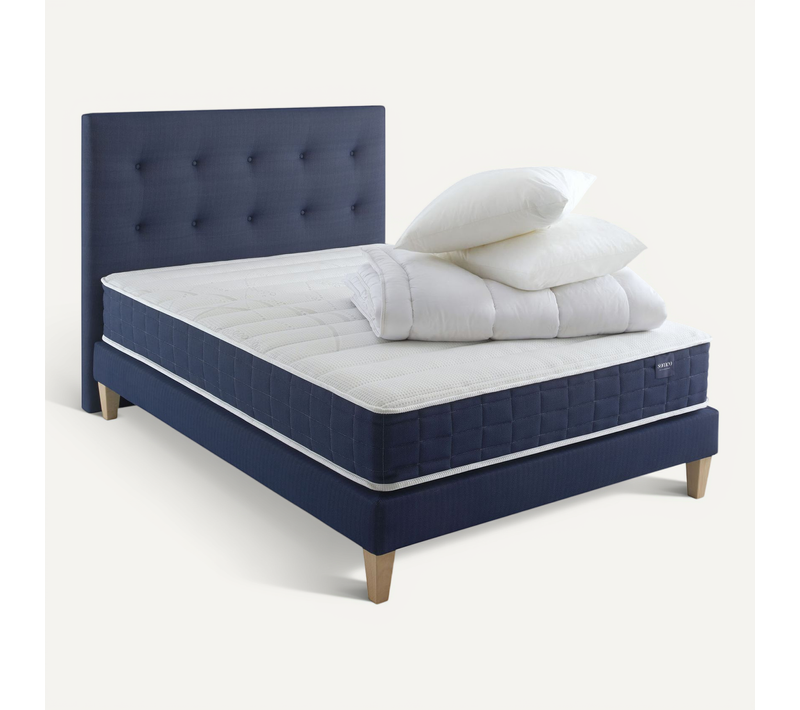 Ensemble Matelas Ressorts, Sommier, Pieds, Couette Et Oreiller Rêve 400 Soutien Très Ferme 140 X 190