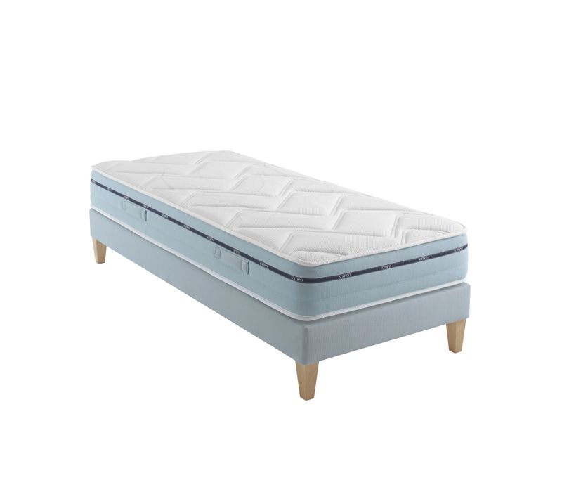 Ensemble Matelas Mousse Accueil Mémoire De Forme, Sommier Et Pieds Songe 500 Soutien Ferme 80 X 190