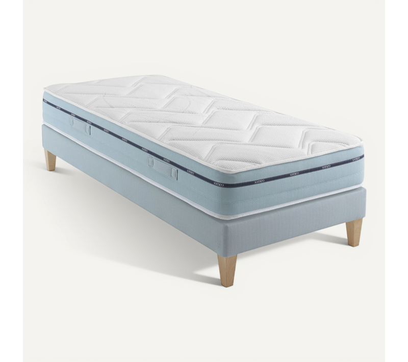 Ensemble Matelas Mousse Accueil Mémoire De Forme, Sommier Et Pieds Songe 500 Soutien Ferme 80 X 210