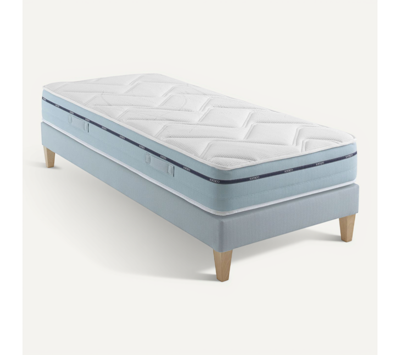 Ensemble Matelas Mousse Accueil Mémoire De Forme, Sommier Et Pieds Songe 500 Soutien Ferme 100 X 210
