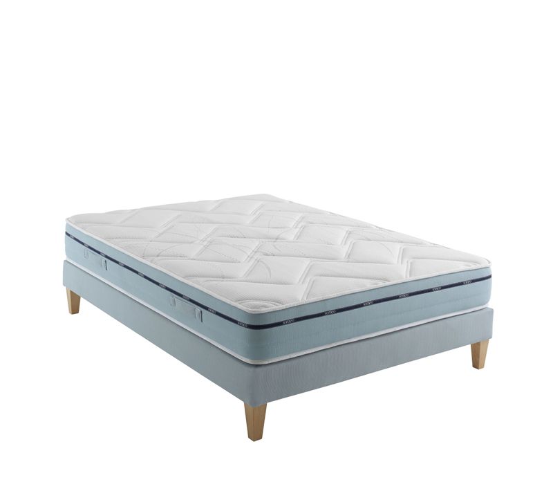 Ensemble Matelas Mousse Accueil Mémoire De Forme, Sommier Et Pieds Songe 500 Soutien Ferme 160 X 190