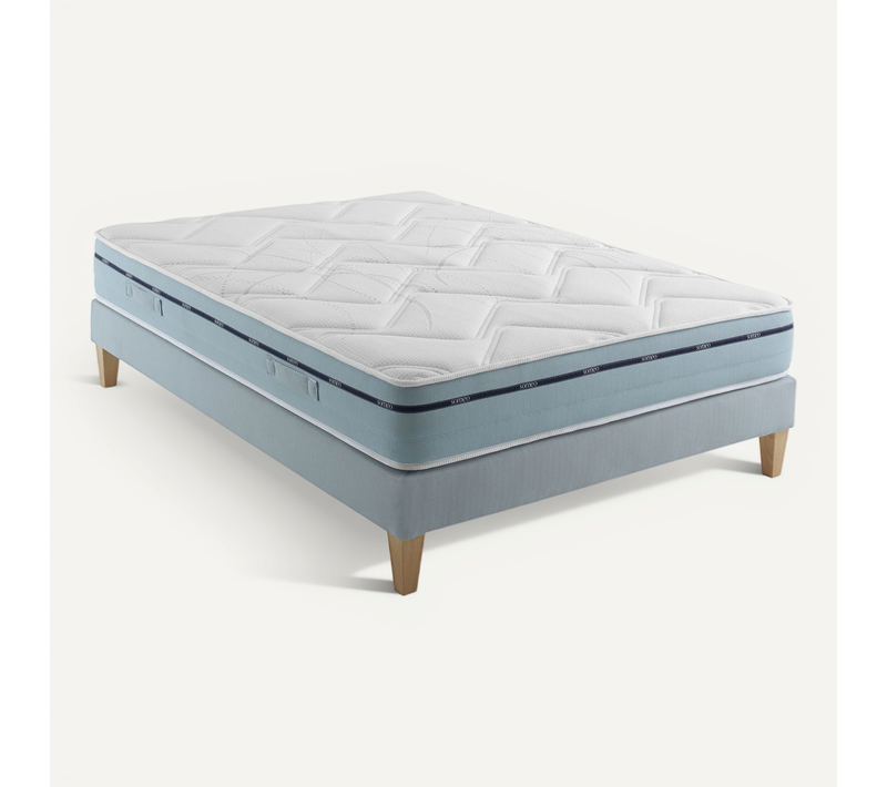 Ensemble Matelas Mousse Accueil Mémoire De Forme, Sommier Et Pieds Songe 500 Soutien Ferme 160 X 210