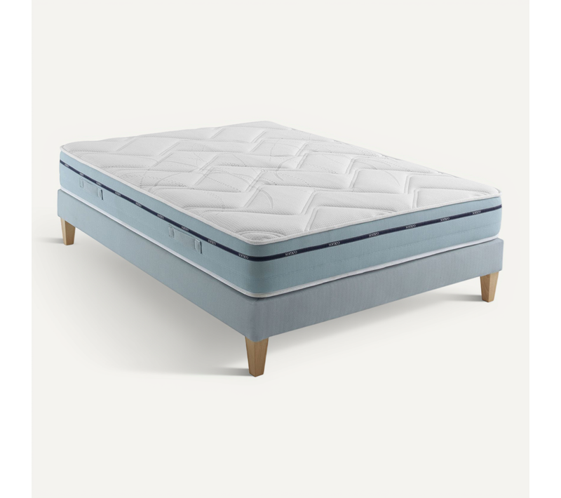 Ensemble Matelas Mousse Accueil Mémoire De Forme, Sommier Et Pieds Songe 500 Soutien Ferme 180 X 200