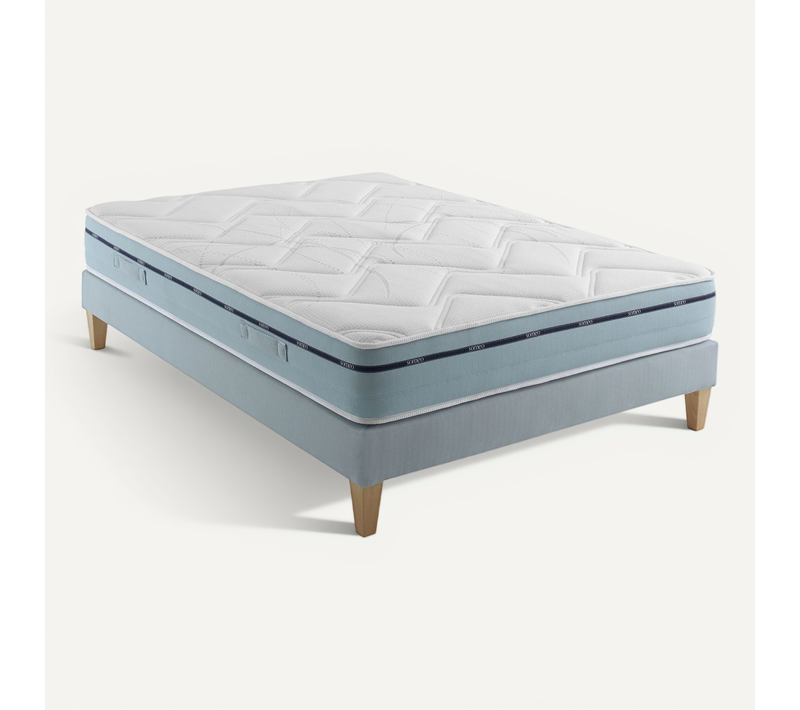 Ensemble Matelas Mousse Accueil Mémoire De Forme, Sommier Et Pieds Songe 500 Soutien Ferme 200 X 210