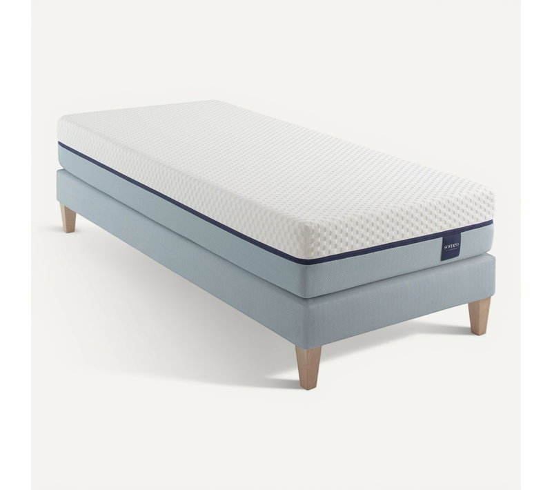 Ensemble Matelas Mousse Accueil Mémoire De Forme, Sommier Et Pieds Songe 600 Soutien Ferme 90 X 190