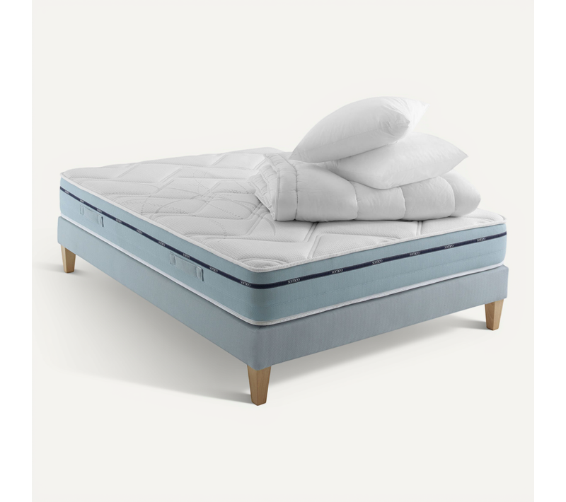 Ensemble Matelas Mousse Accueil Mémoire De Forme, Sommier, Couette, Oreiller Songe 500 140x210