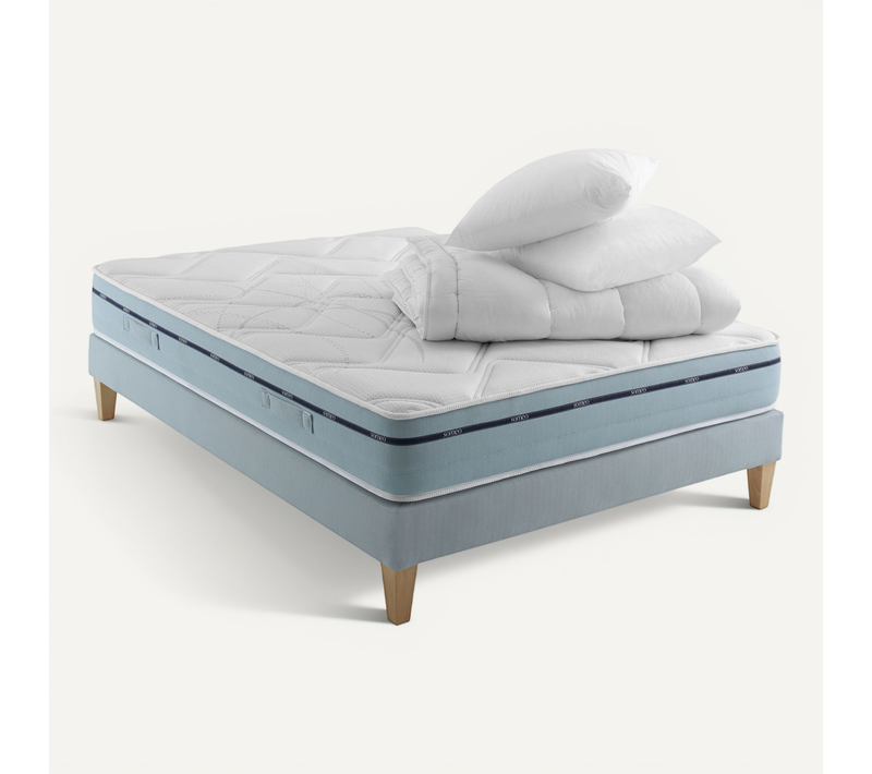 Ensemble Matelas Mousse Accueil Mémoire De Forme, Sommier, Couette, Oreiller Songe 500 200x210