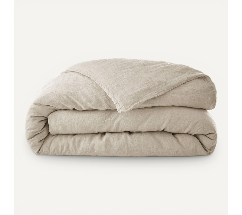 Housse De Couette Lin Lavé Beige 240x220 Cm