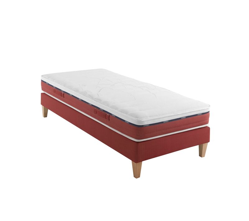 Ensemble Matelas Latex 2x90x190 cm Crépuscule 600 Mi-Ferme Ep. 18 cm + Sommier