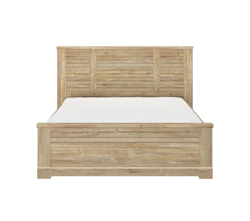 Lit En Bois Clair Imitation Châtaignier 160x200