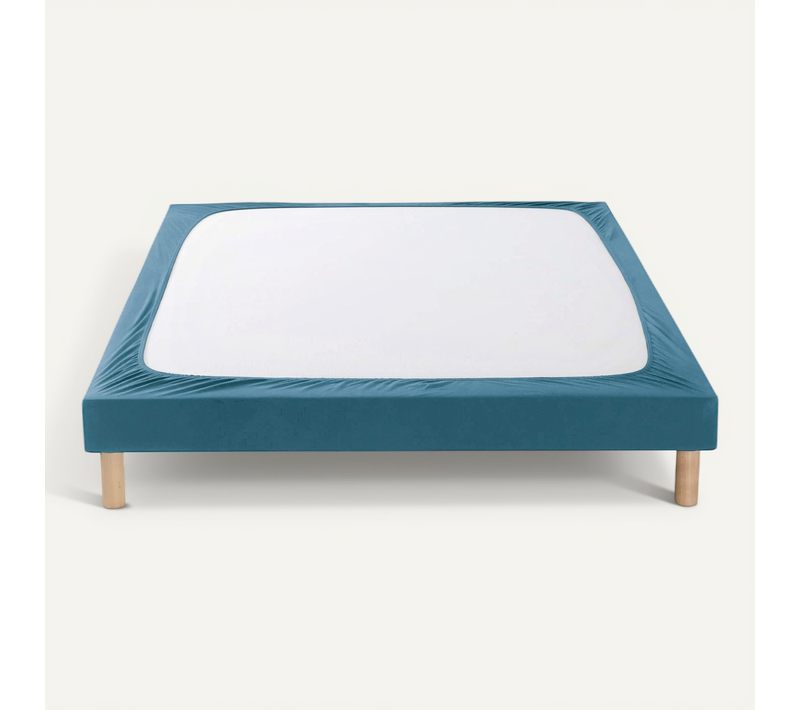 Cache-sommier Coton Jersey Bleu Océan