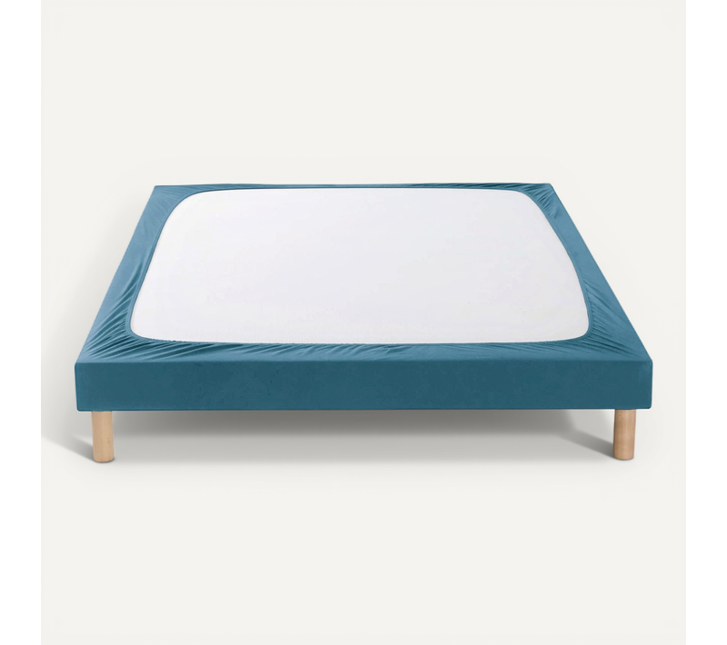 Cache-sommier Coton Jersey Bleu Océan