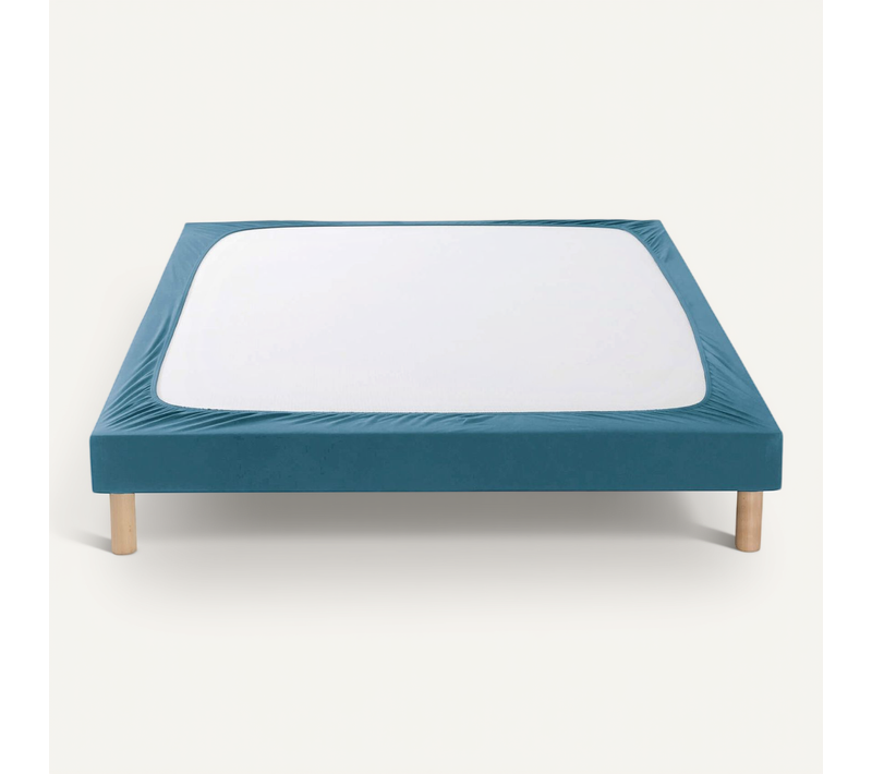 Cache-sommier Coton Jersey Bleu Océan