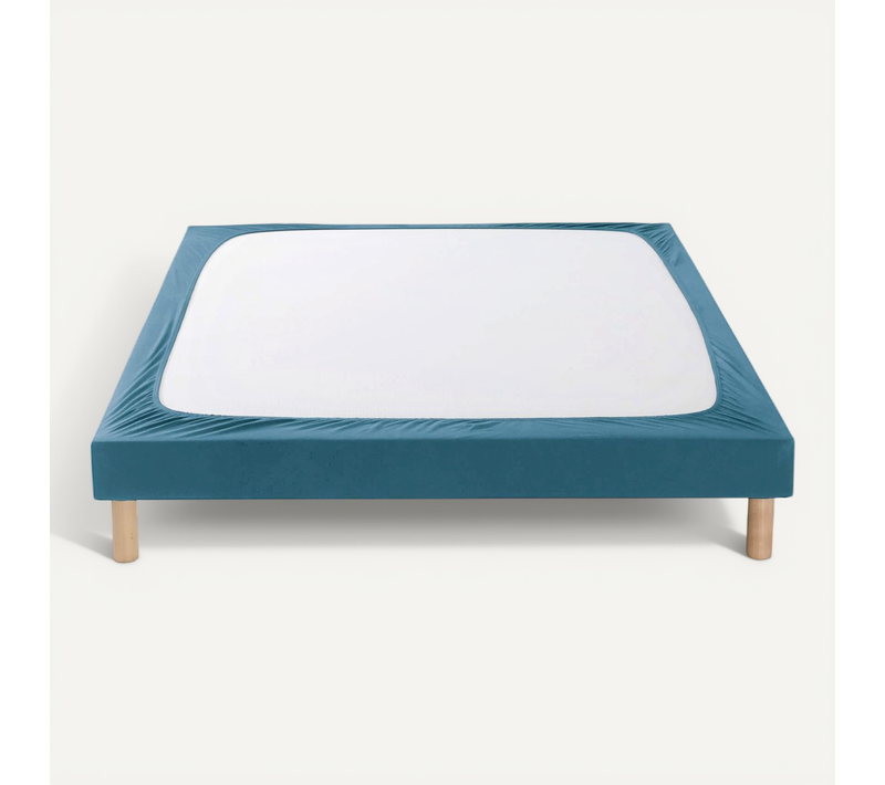 Cache-sommier Coton Jersey Bleu Océan